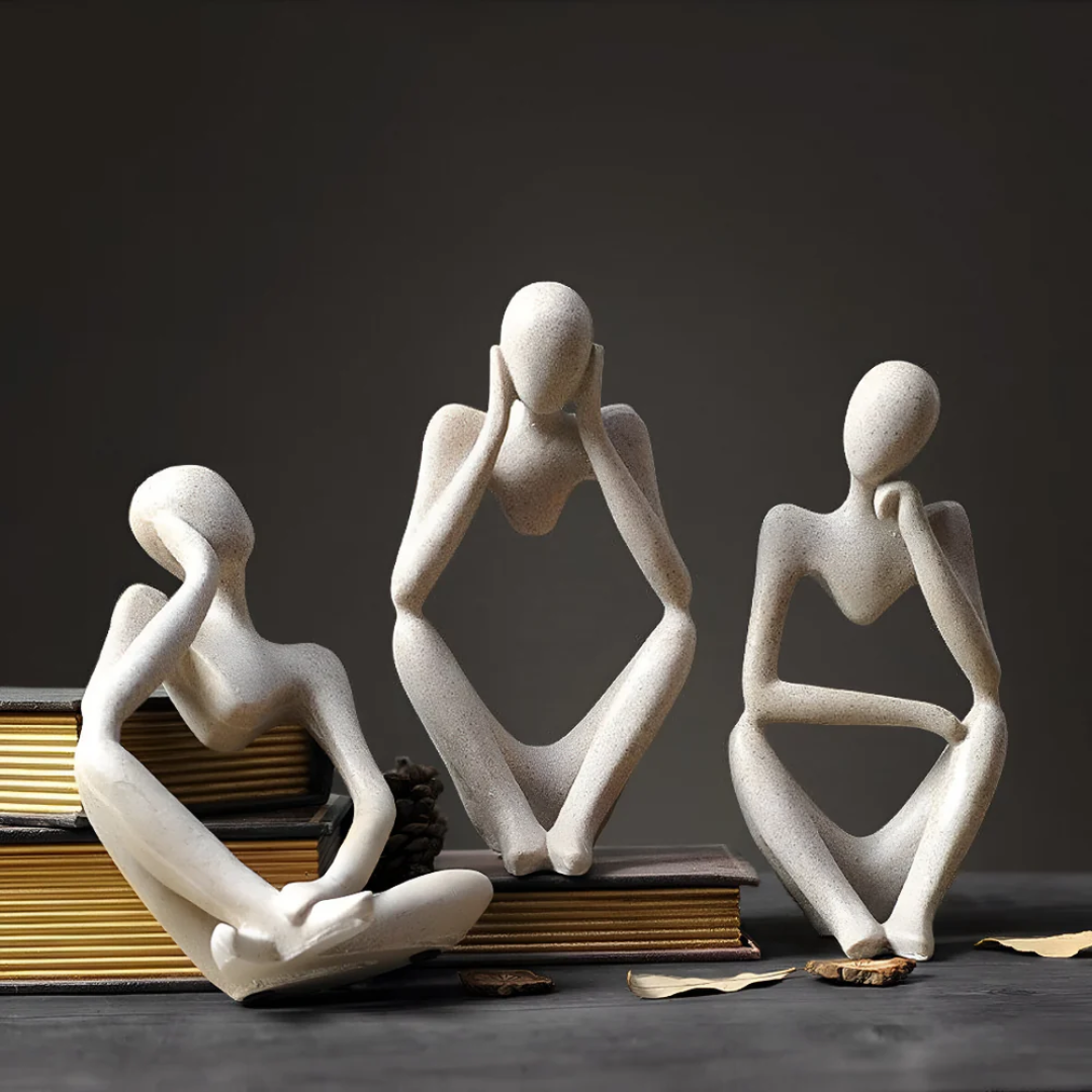 Minimalist Abstract Sculpture of a Thinking Man – Contemporary Home Decor