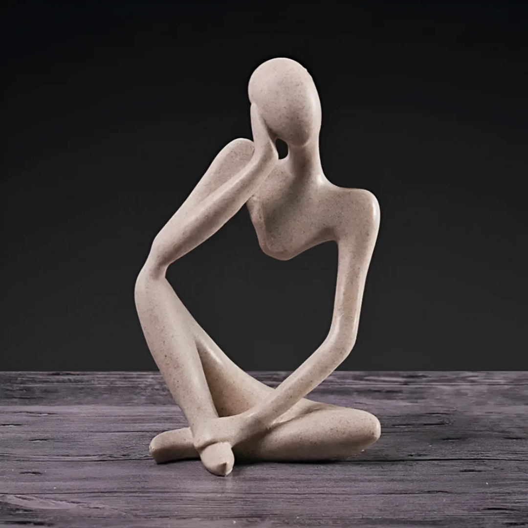 Minimalist Abstract Sculpture of a Thinking Man – Contemporary Home Decor