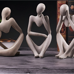 Minimalist Abstract Sculpture of a Thinking Man – Contemporary Home Decor
