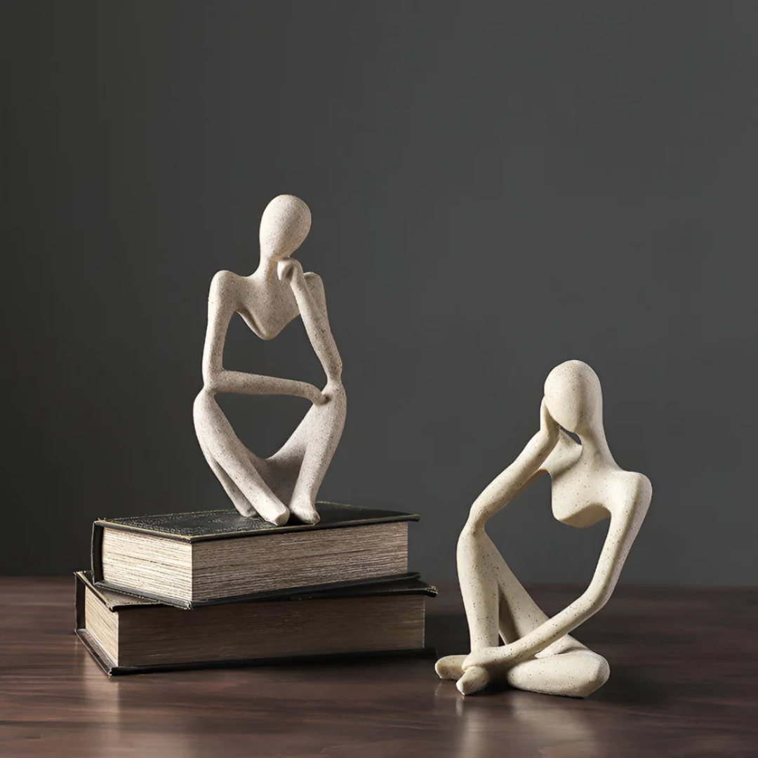Minimalist Abstract Sculpture of a Thinking Man – Contemporary Home Decor