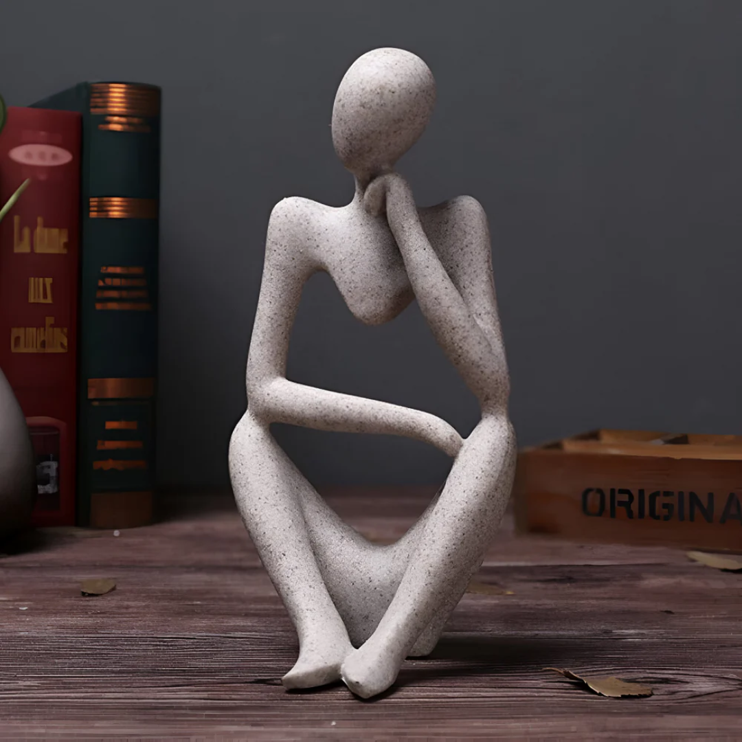 Minimalist Abstract Sculpture of a Thinking Man – Contemporary Home Decor