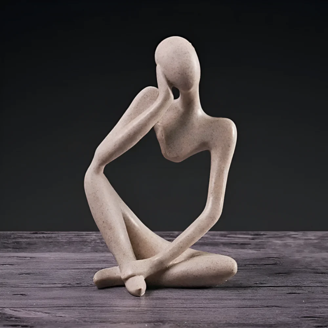 Minimalist Abstract Sculpture of a Thinking Man – Contemporary Home Decor