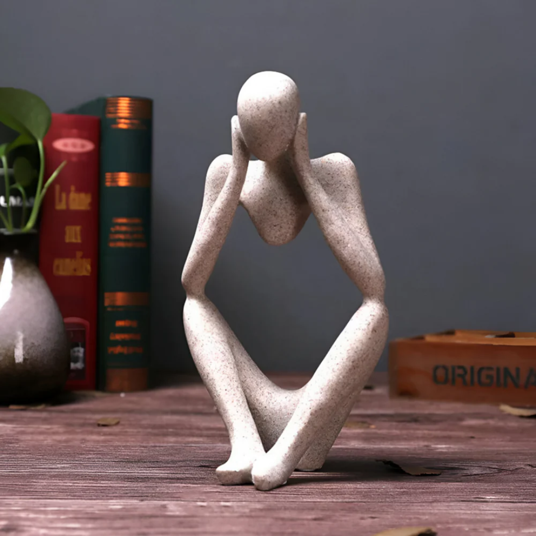 Minimalist Abstract Sculpture of a Thinking Man – Contemporary Home Decor