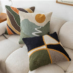Soft Velvet Cushion Cover with Modern Landscape Pattern – Abstract Tufted