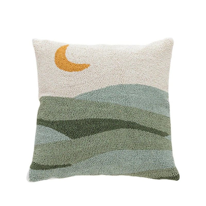 Soft Velvet Cushion Cover with Modern Landscape Pattern – Abstract Tufted
