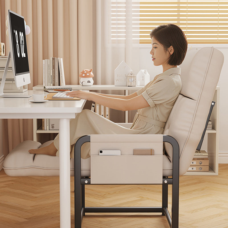 Rounded Design Accent Chair with Armrest and Backrest in Tech Fabric for Home Office
