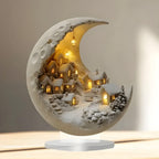 Acrylic Village Scene Tabletop Accent Light - Moon Decor