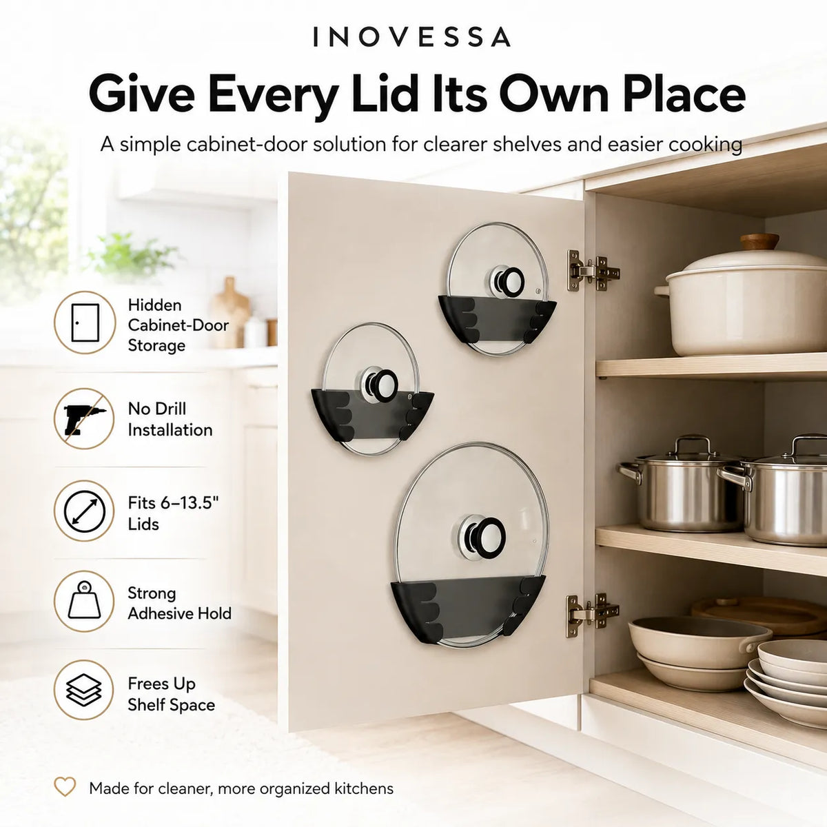 Space-Saving Pot Lid Organizers for Cabinets