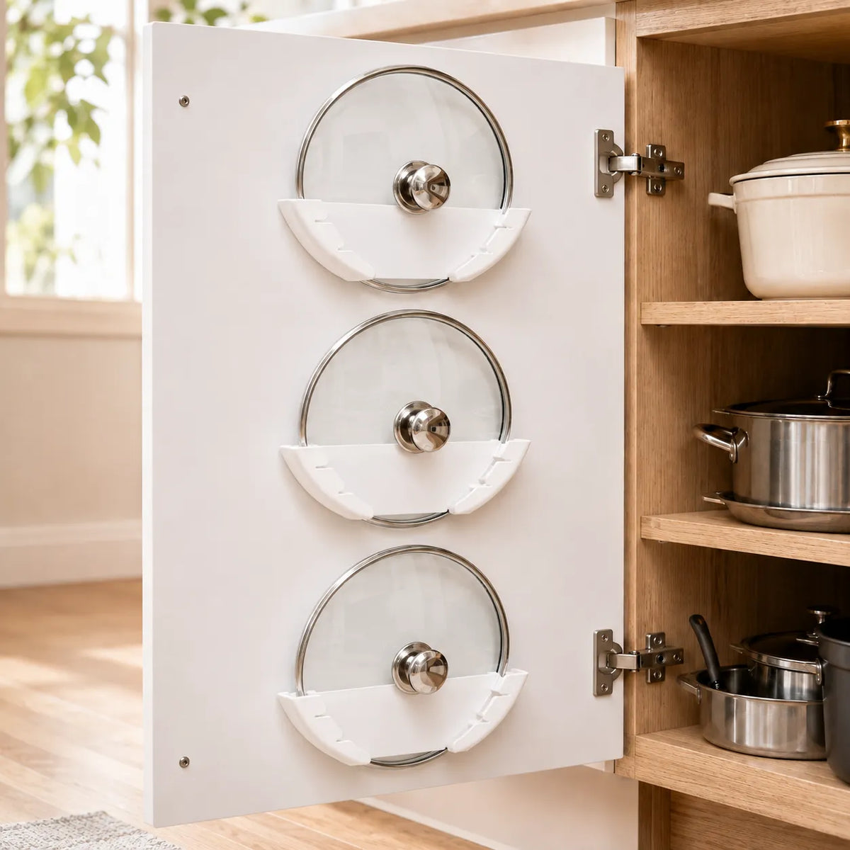 Space-Saving Pot Lid Organizers for Cabinets