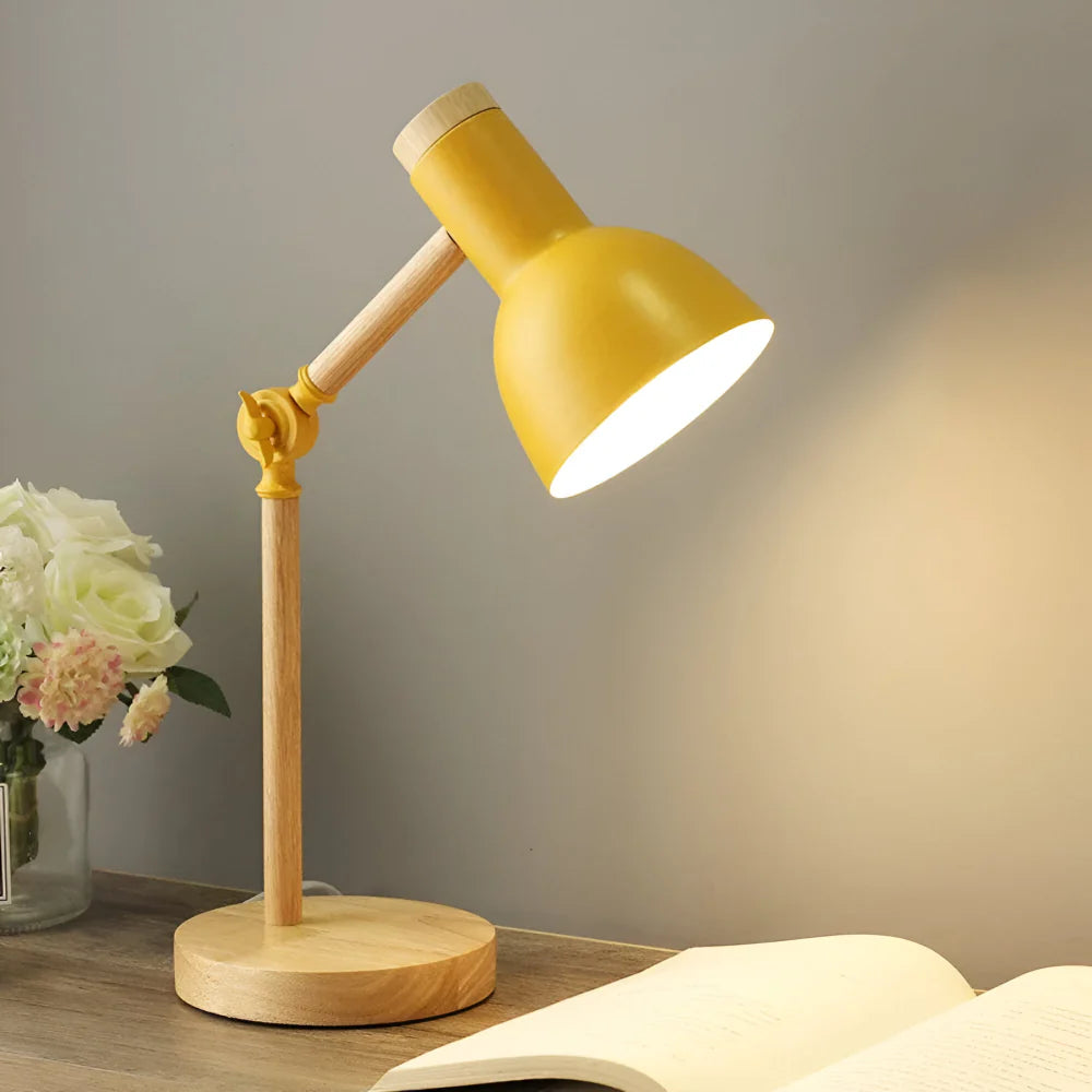Adjustable Nordic Table Light with Wooden Base for Desk Use