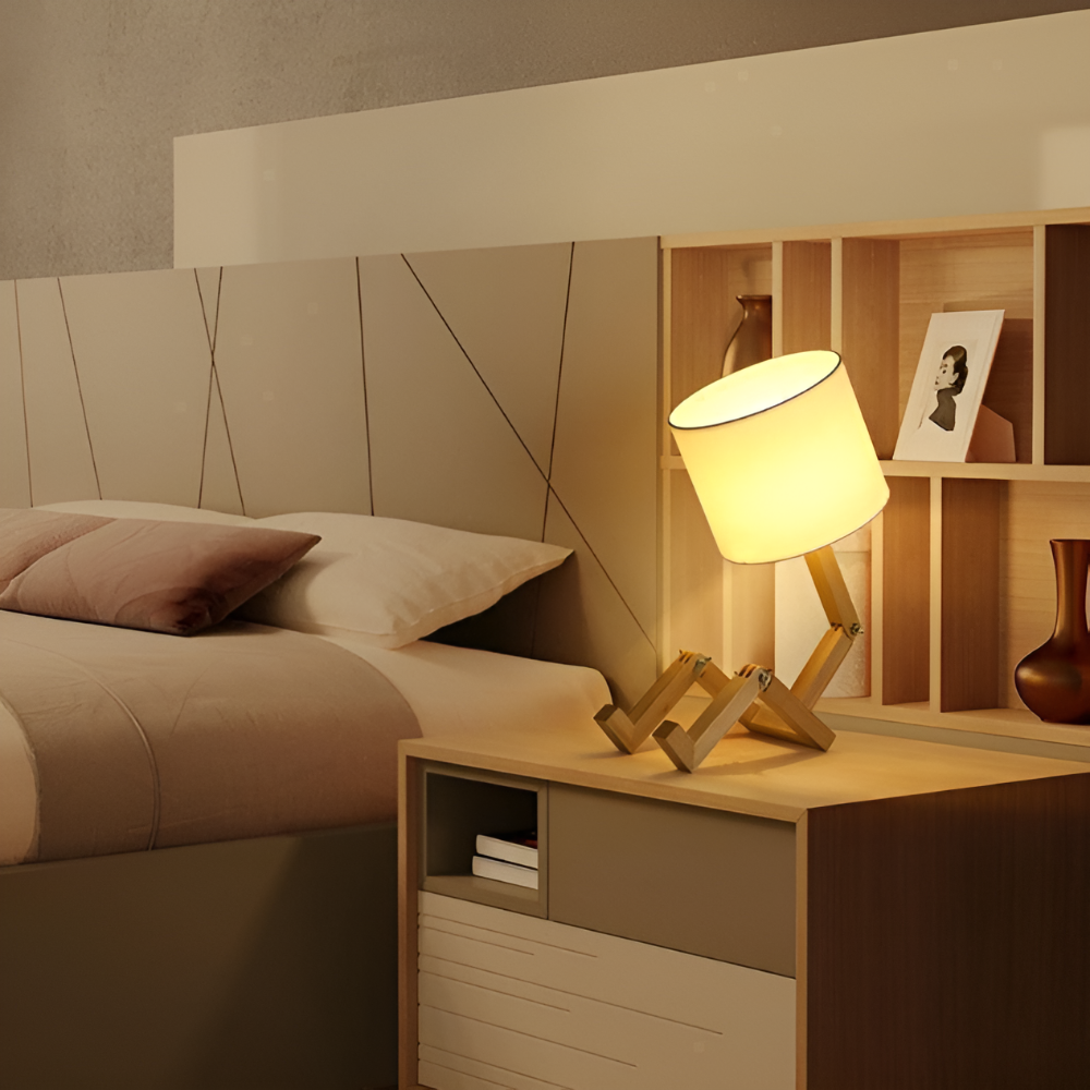 Wooden Desk Lamp with Adjustable Height