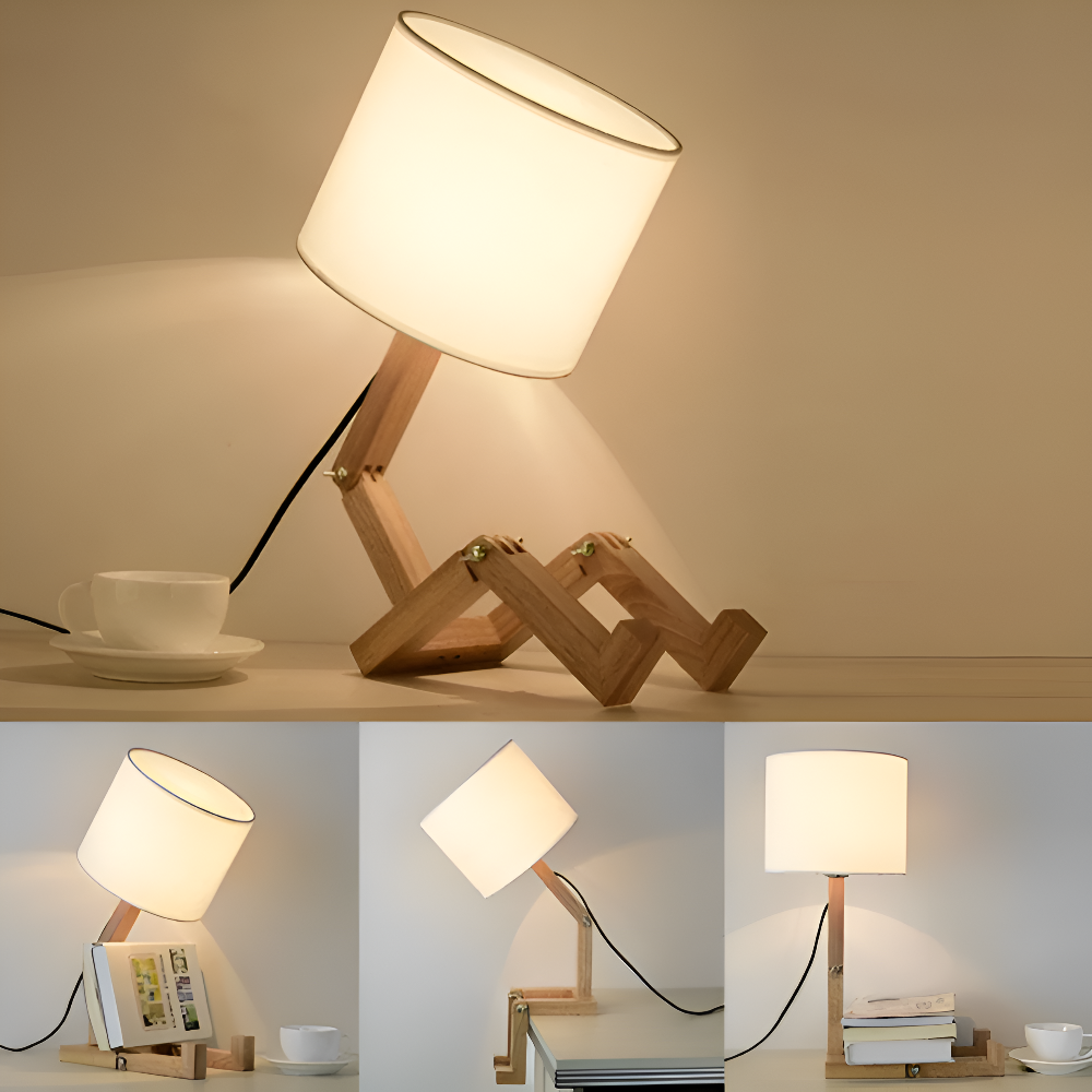 Wooden Desk Lamp with Adjustable Height