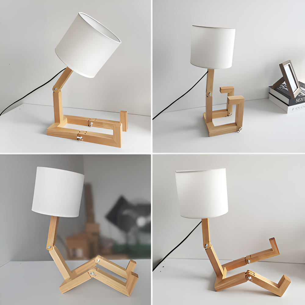 Wooden Desk Lamp with Adjustable Height