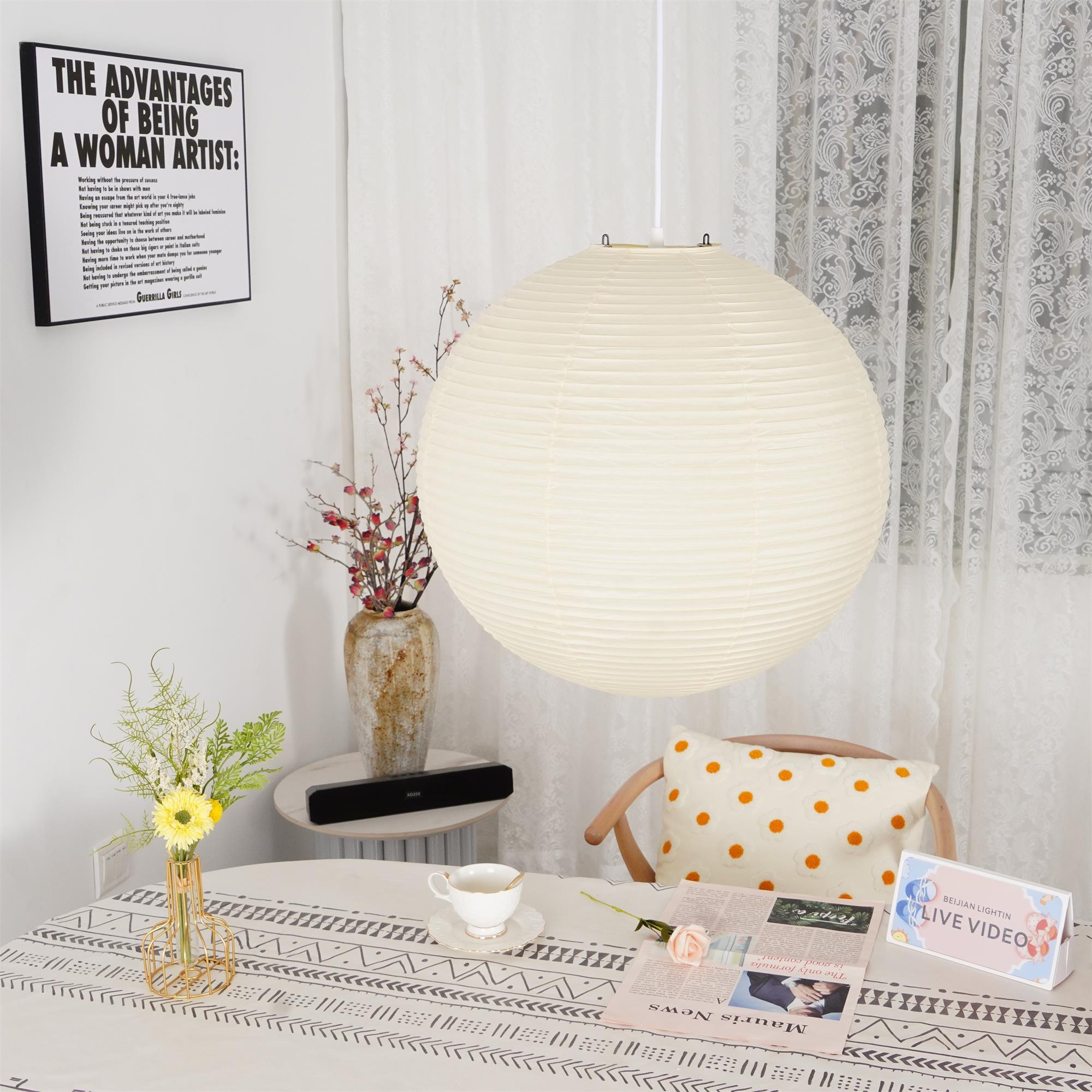 Soft Ambient Light Paper Pendant Lamp with Japanese Design