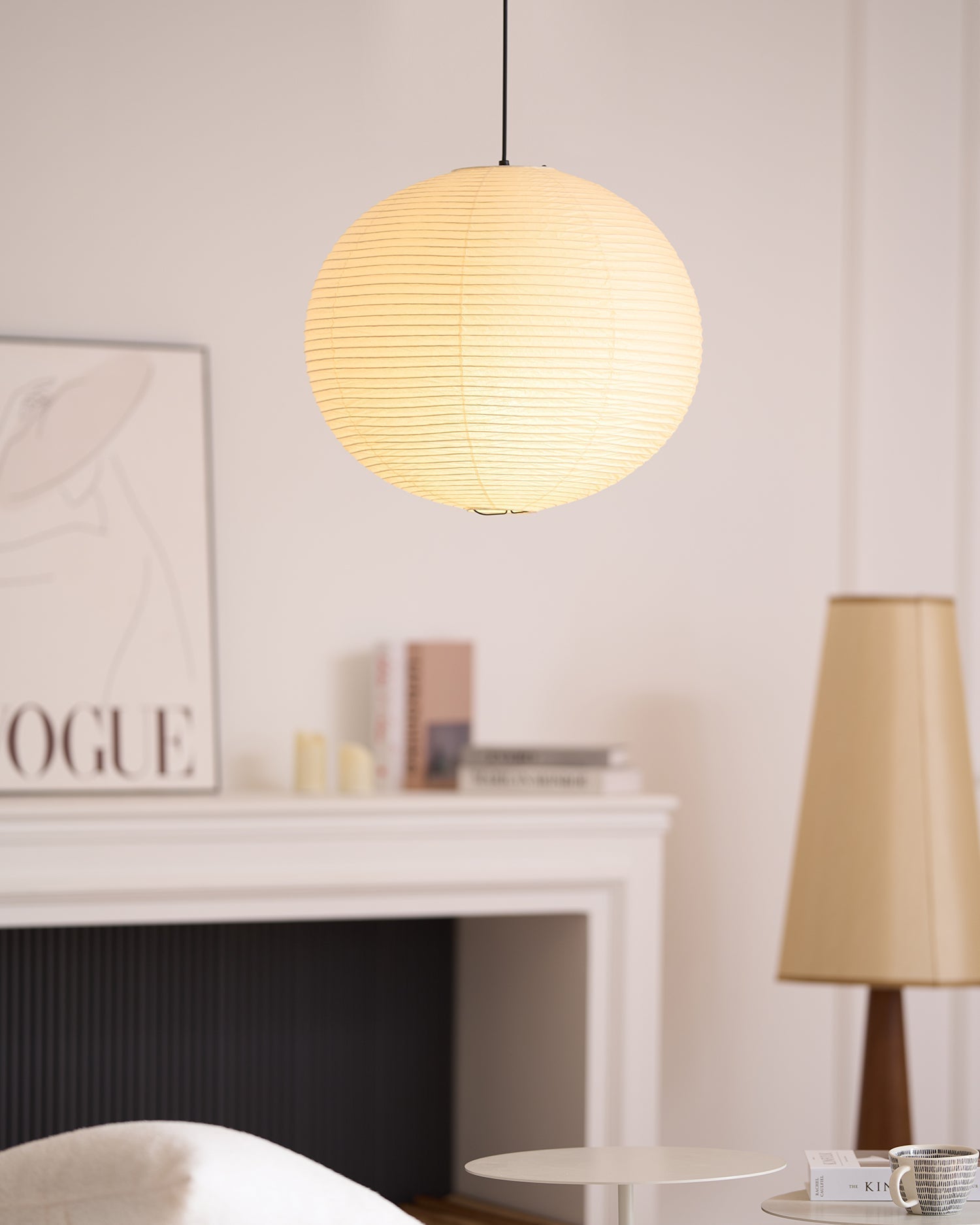 Soft Ambient Light Paper Pendant Lamp with Japanese Design