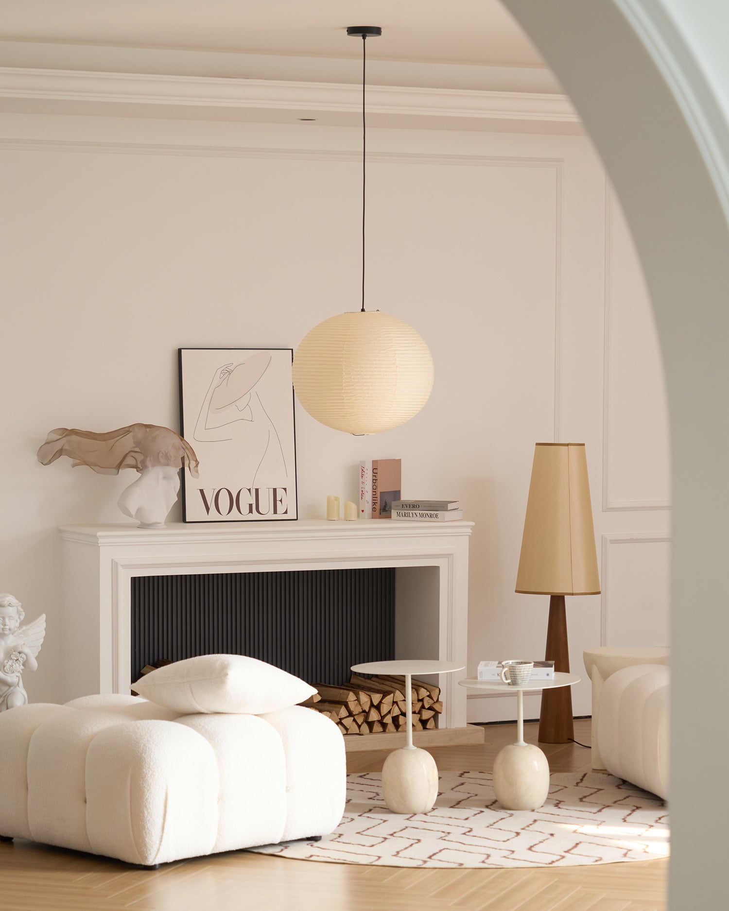Soft Ambient Light Paper Pendant Lamp with Japanese Design