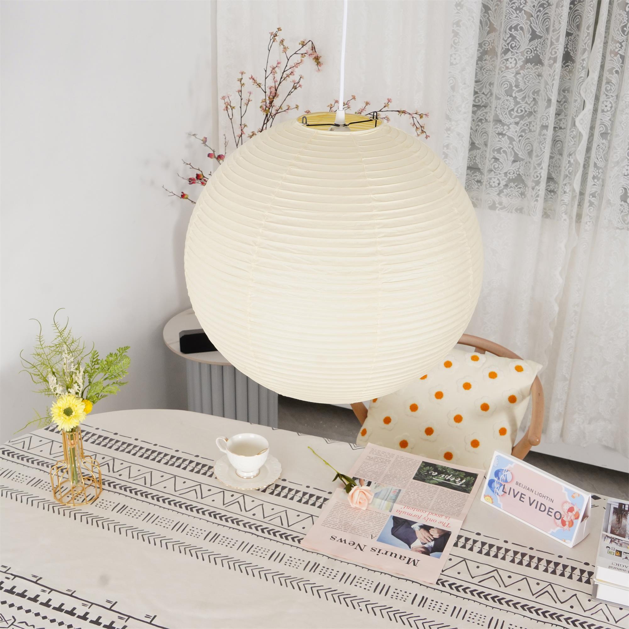 Soft Ambient Light Paper Pendant Lamp with Japanese Design
