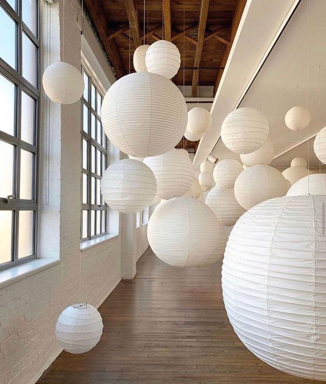 Soft Ambient Light Paper Pendant Lamp with Japanese Design