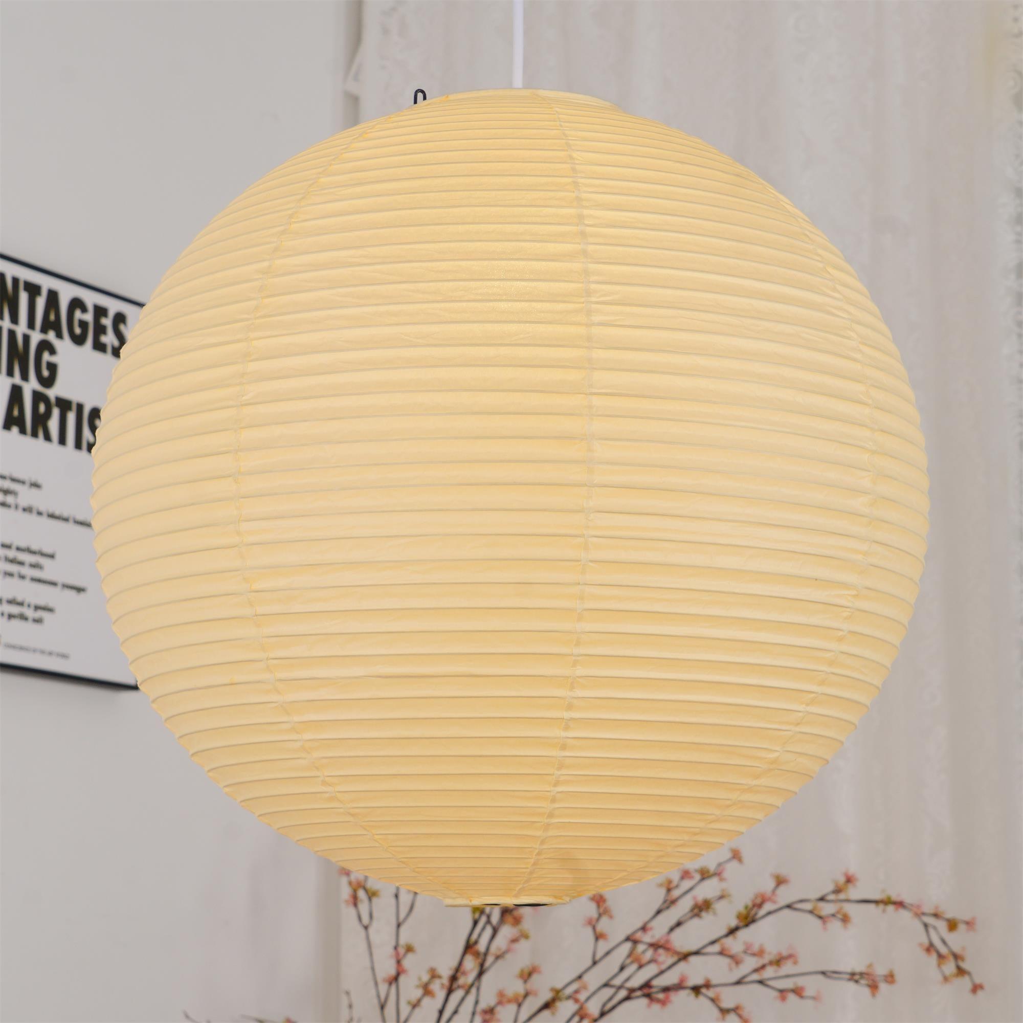 Soft Ambient Light Paper Pendant Lamp with Japanese Design