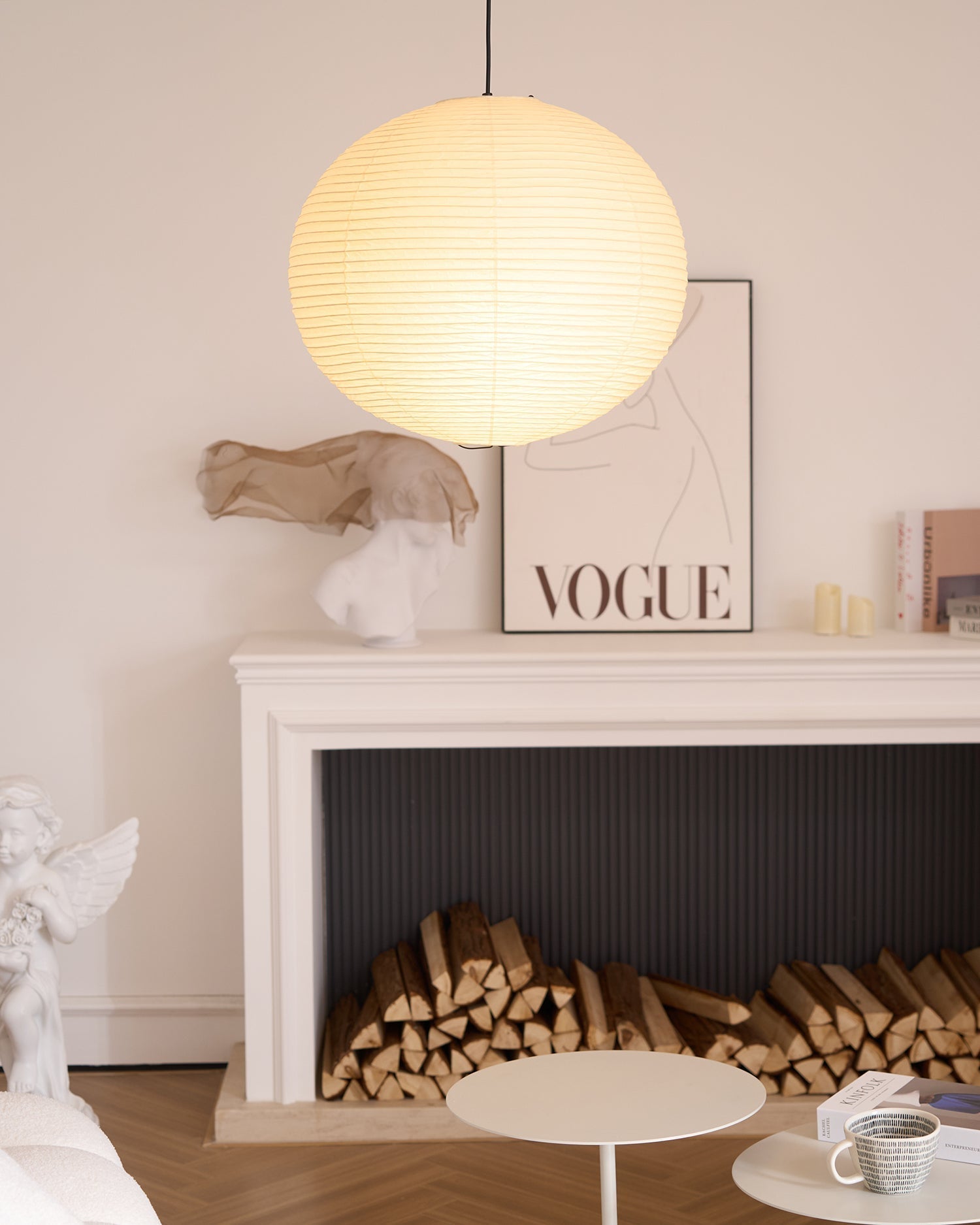 Soft Ambient Light Paper Pendant Lamp with Japanese Design