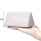 Voice-Activated Wooden LED Alarm Clock with Modern Design