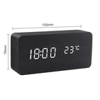 Voice-Activated Wooden LED Alarm Clock with Modern Design