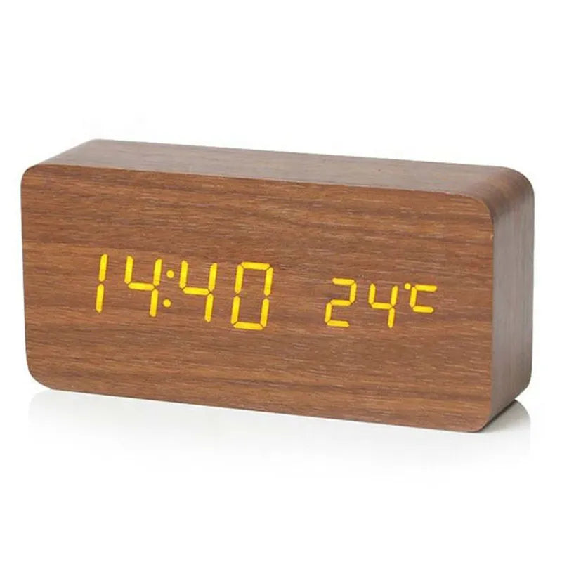 Wooden LED Digital Desk Alarm Clock