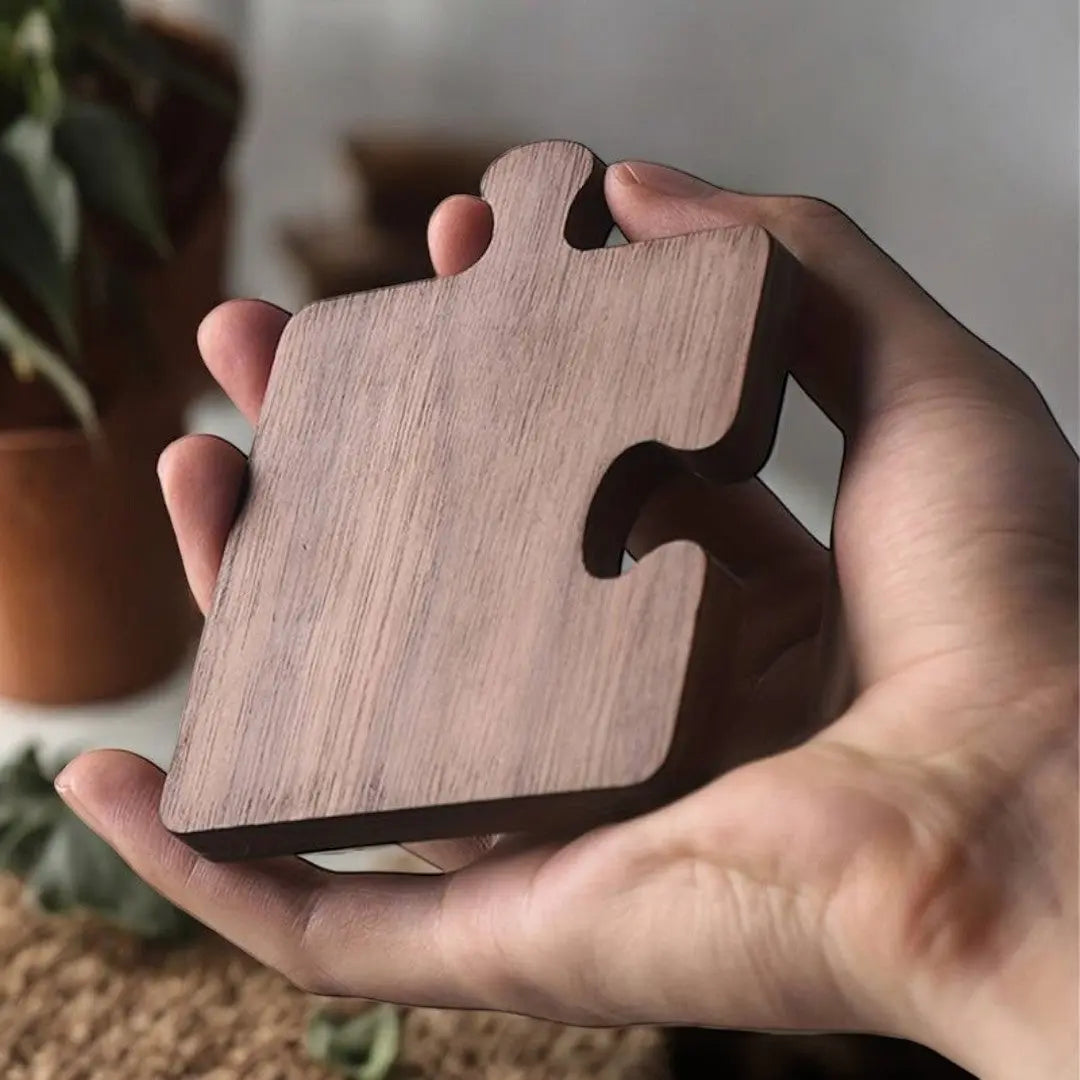 Crafted Walnut Puzzle Coasters for Stylish Table Protection