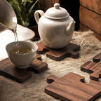 Crafted Walnut Puzzle Coasters for Stylish Table Protection