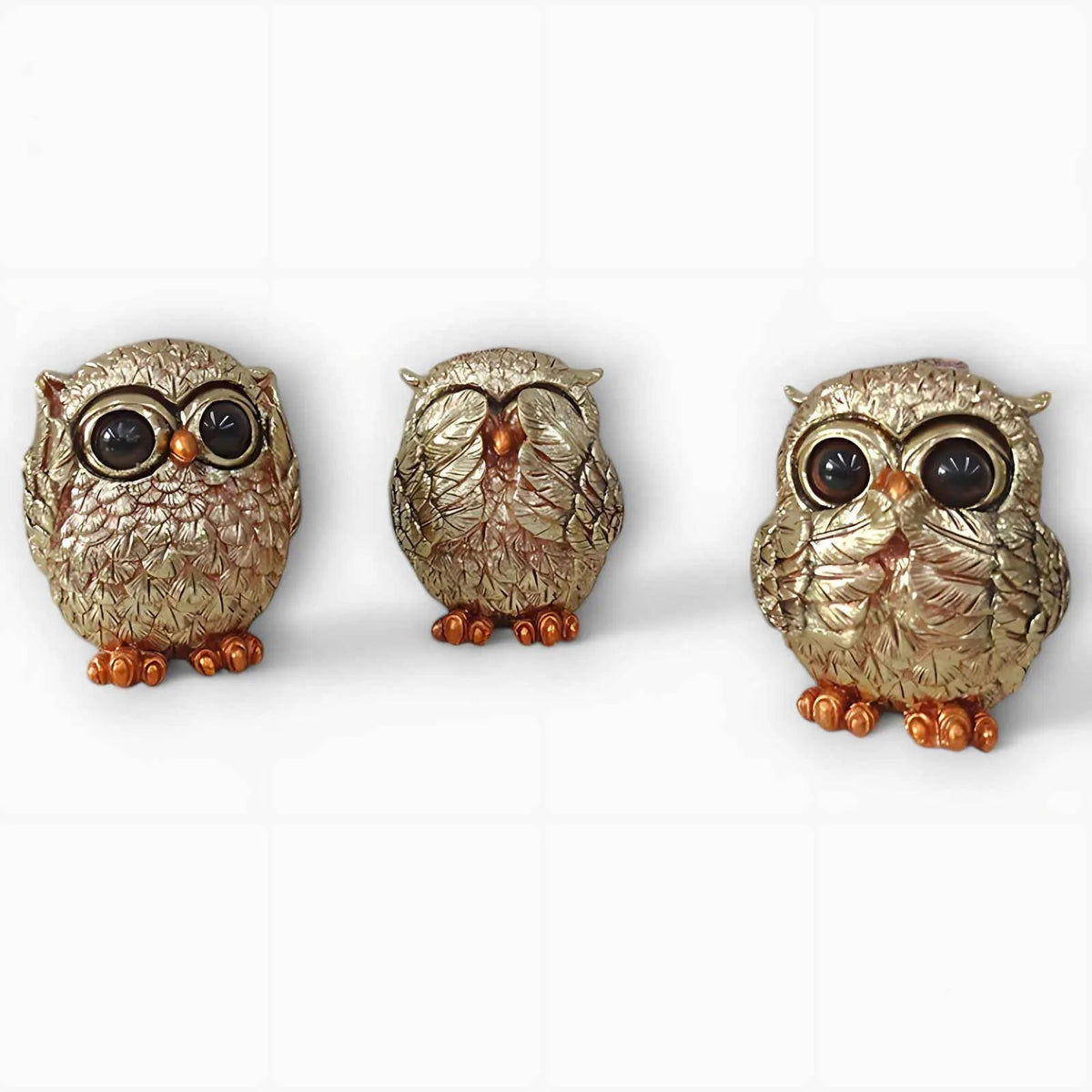 Charming Golden Owl Set of 3