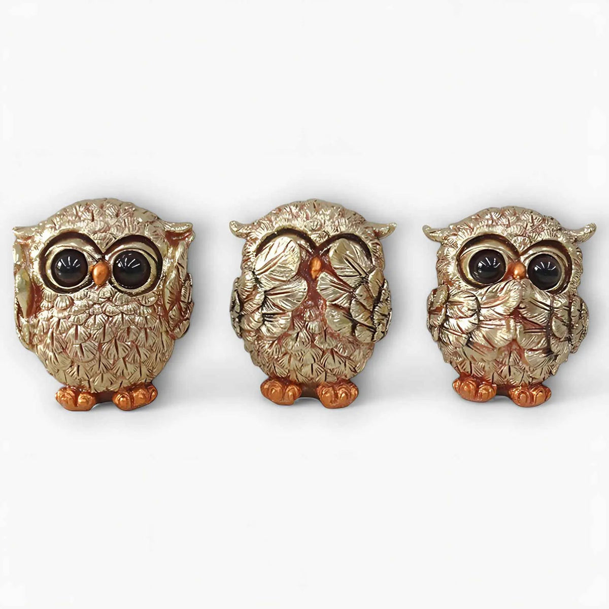 Charming Golden Owl Set of 3