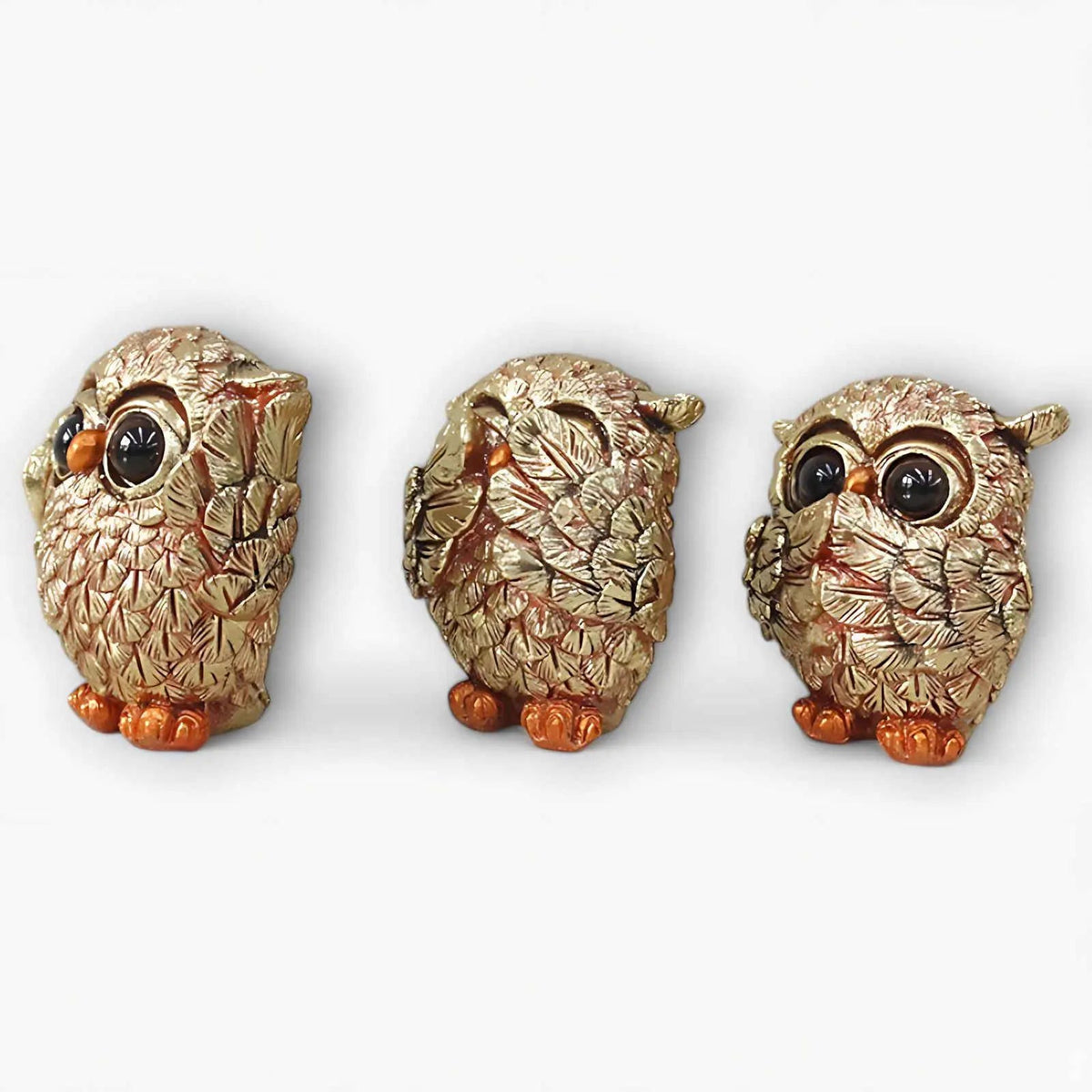Charming Golden Owl Set of 3