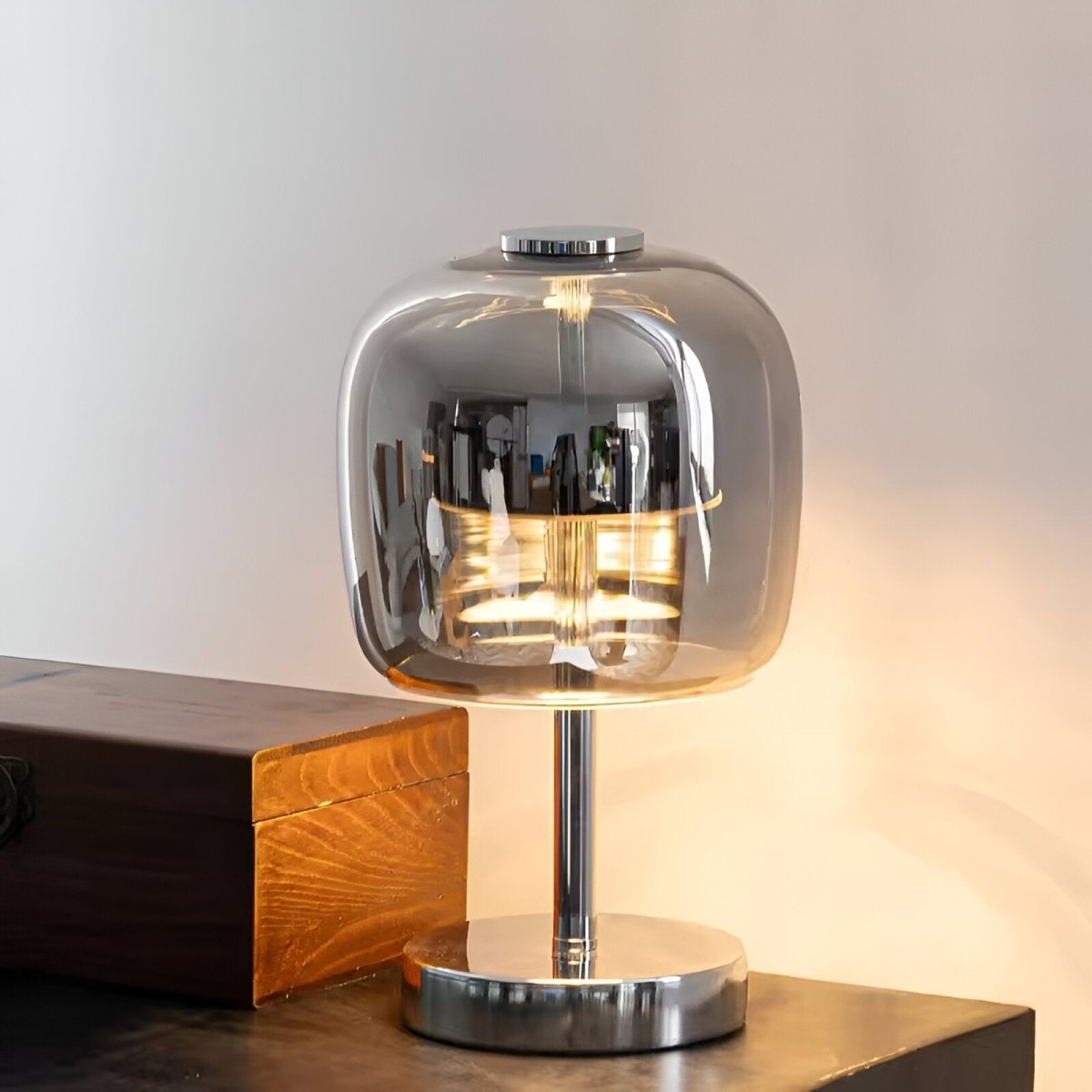 Elegant Smoky Glass Lamp for Cozy Ambiance