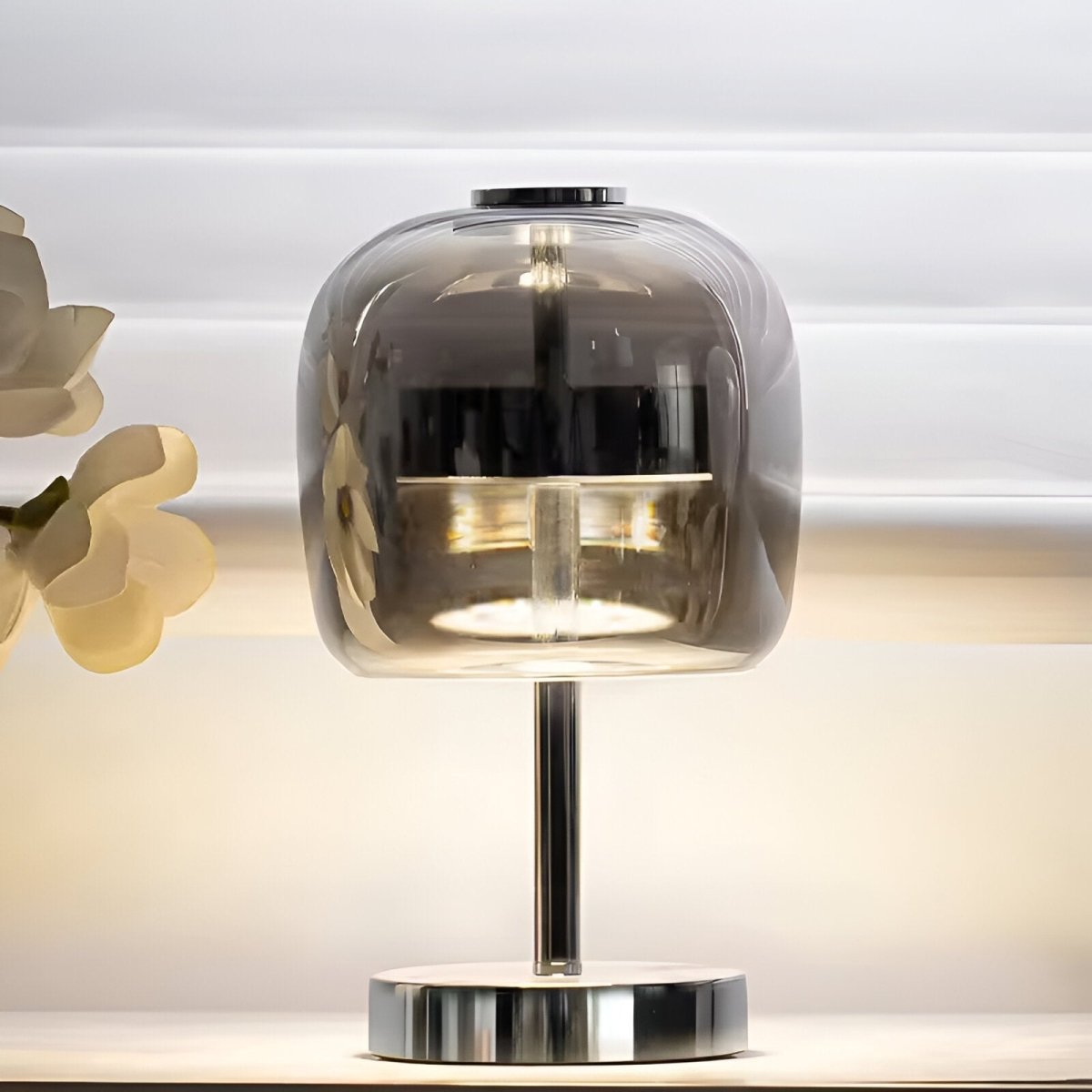 Elegant Smoky Glass Lamp for Cozy Ambiance