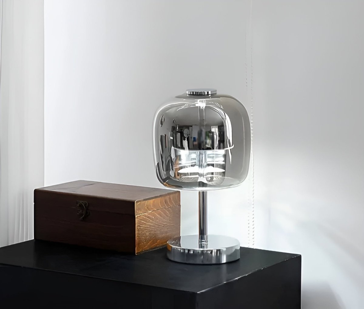 Elegant Smoky Glass Lamp for Cozy Ambiance