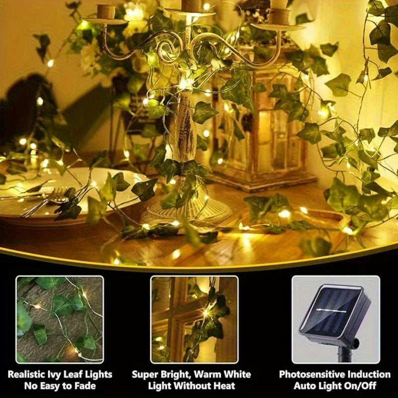 Twinkling Solar Ivy String Lights for Outdoor Charm