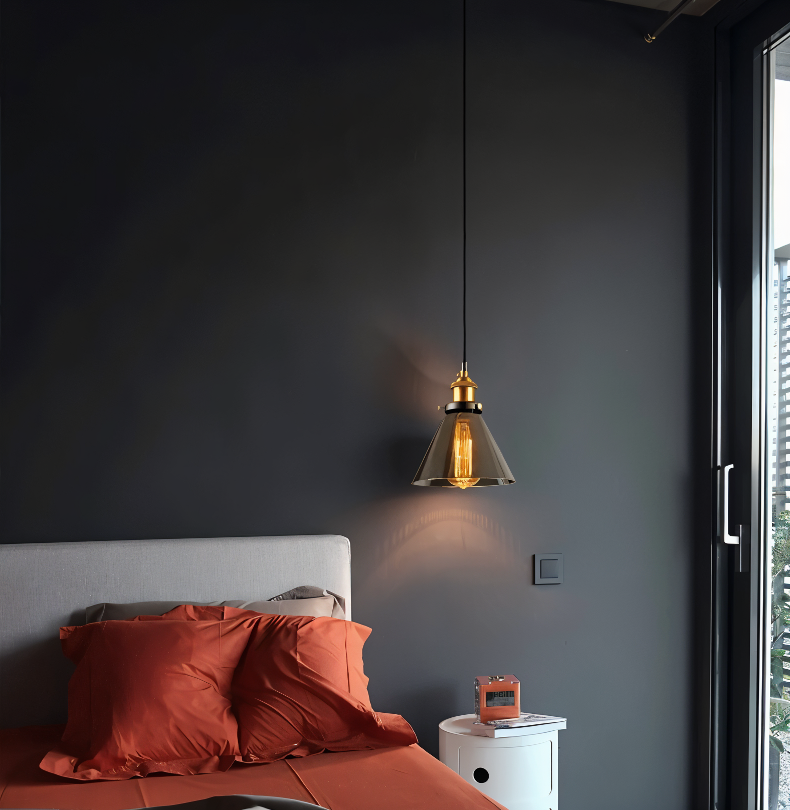 Elegant Toned Glass Hanging Light Fixture