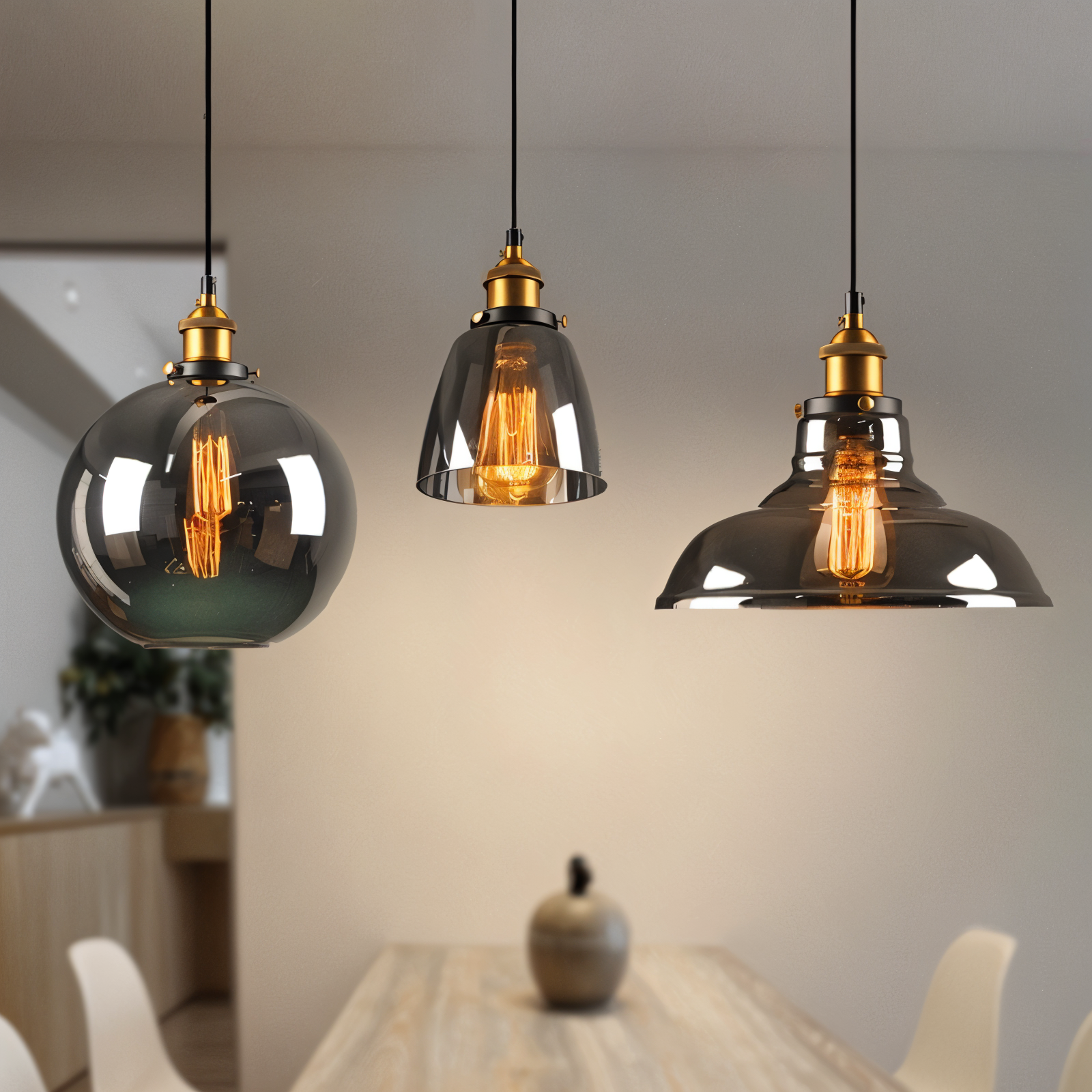 Elegant Toned Glass Hanging Light Fixture