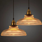 Elegant Hanging Lamp with Ribbed Glass Pendant Light