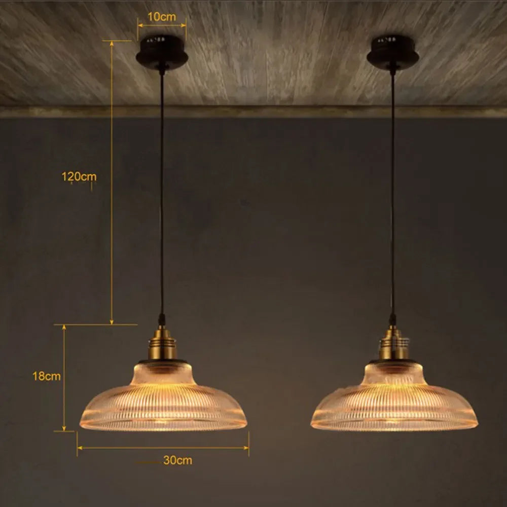 Elegant Hanging Lamp with Ribbed Glass Pendant Light
