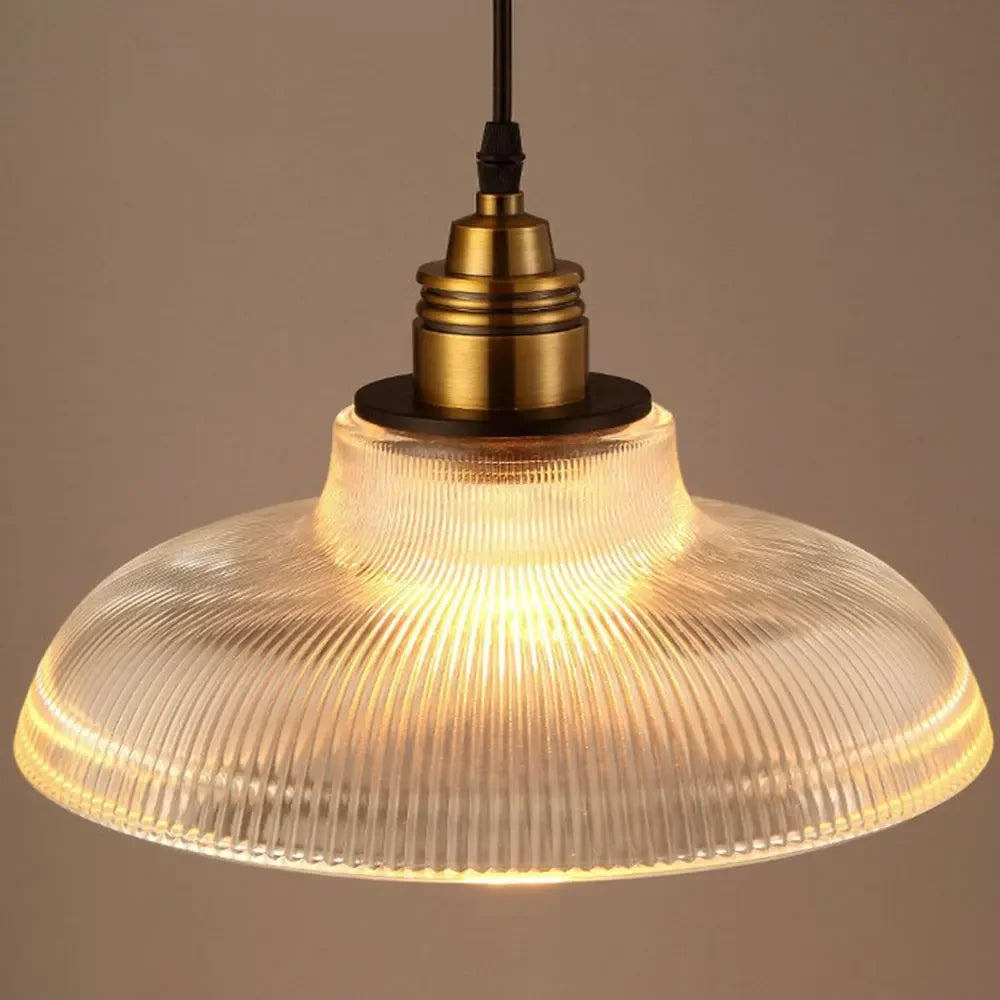 Elegant Hanging Lamp with Ribbed Glass Pendant Light