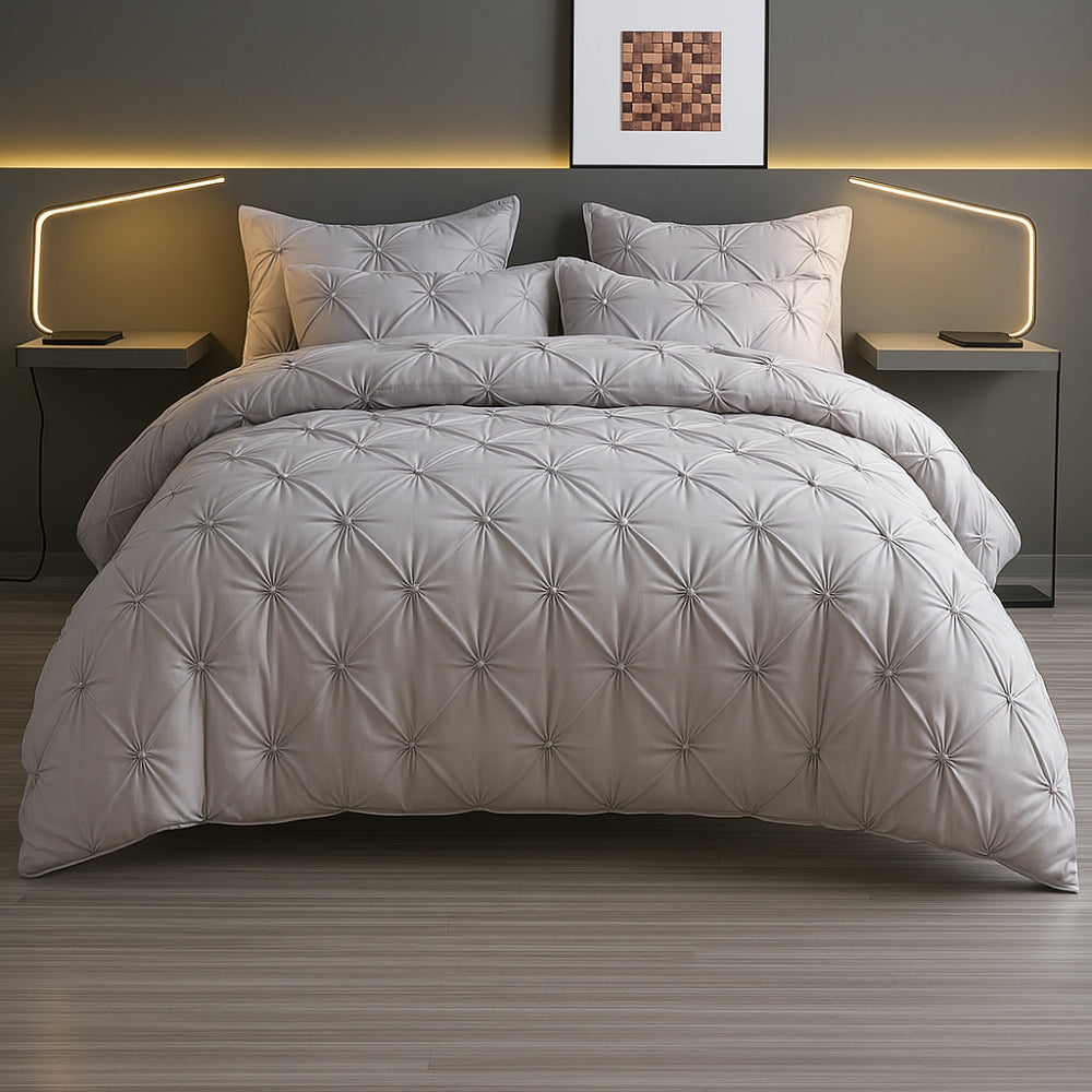 Pinch Pleat Duvet Cover Set for Cozy Bedding