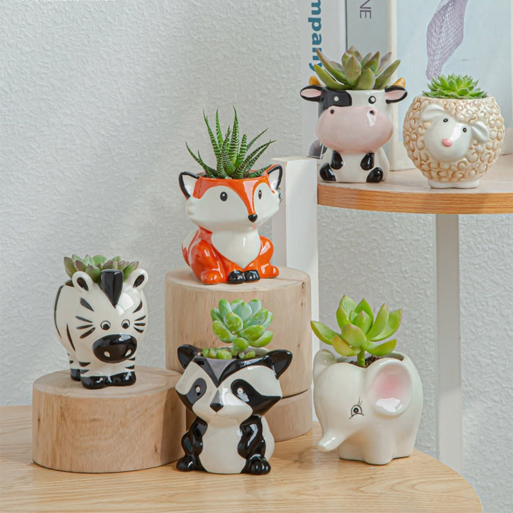 Whimsical Succulent Planters – Unique Ceramic Indoor Flower Pots, 3.15 x 2.76 x 2.95 inches