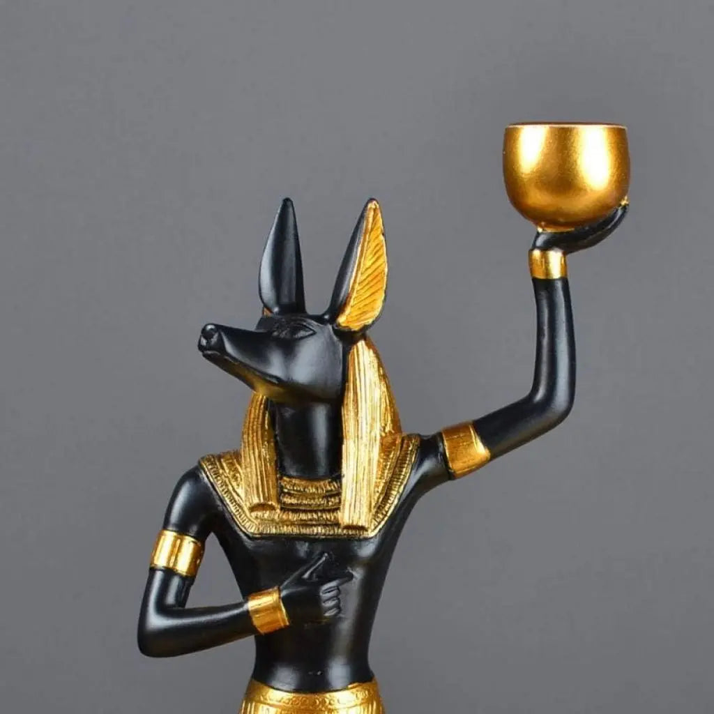Regal Egyptian Deity Candle Holder Set