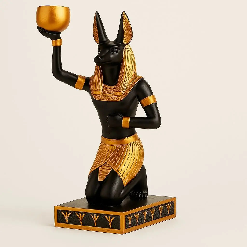 Regal Egyptian Deity Candle Holder Set
