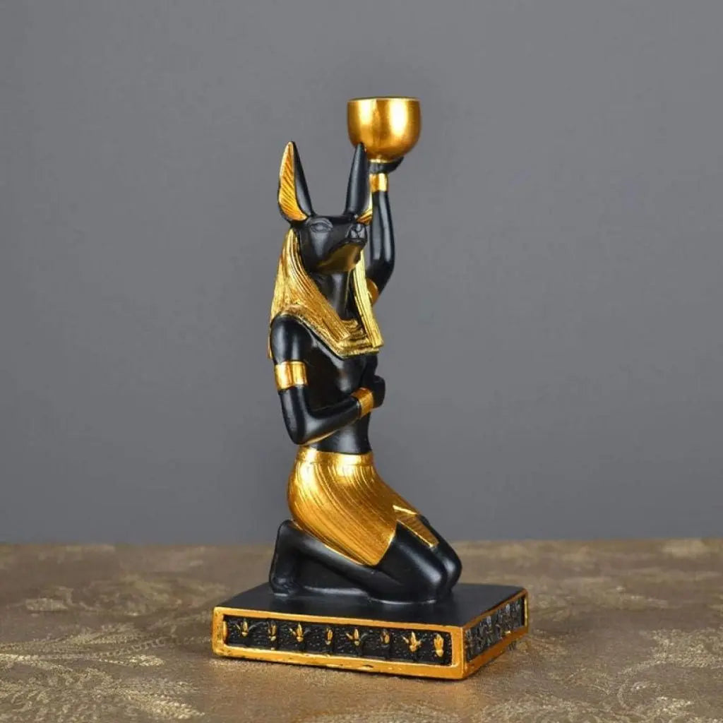 Regal Egyptian Deity Candle Holder Set