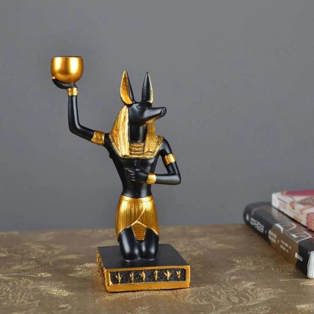 Regal Egyptian Deity Candle Holder Set
