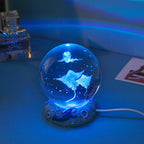 3D Laser Engraved Crystal Night Light - Elegant AquaSphere Design