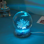 3D Laser Engraved Crystal Night Light - Elegant AquaSphere Design
