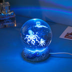 3D Laser Engraved Crystal Night Light - Elegant AquaSphere Design